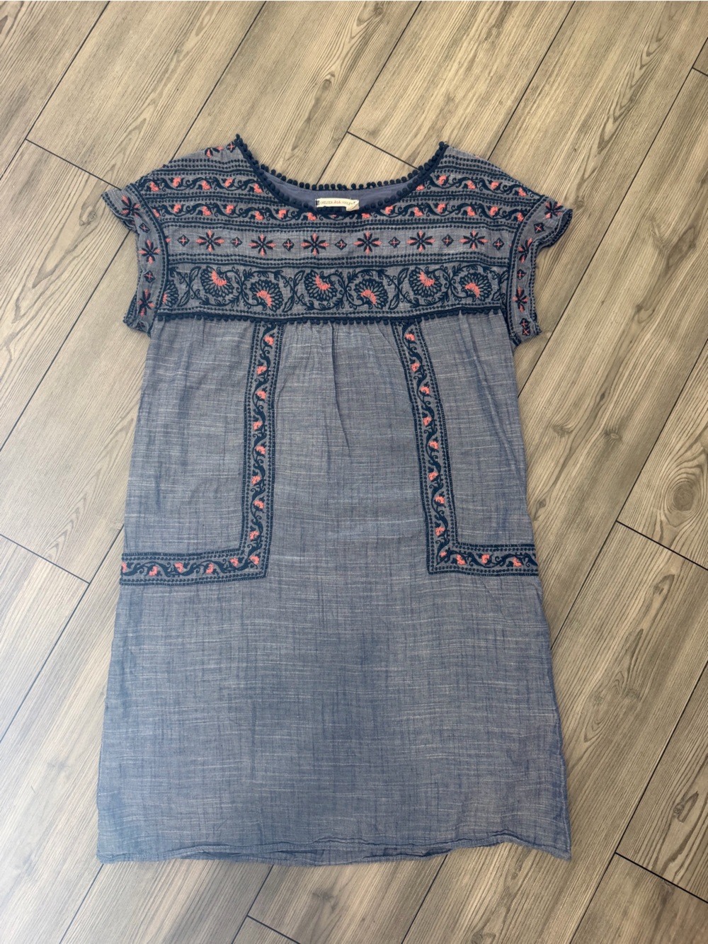 Chelsea & Violet Blue Mini Dress with Embroidery Size Large